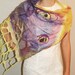 Nuno Felted Shawl, wrap OOAK Wearable Art, Summer Shawl, Scarf, Purple and Neon Yellow