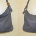 1980s Boho Vintage Brio Grey Gunmetal Leather Shoulder Strap Bag