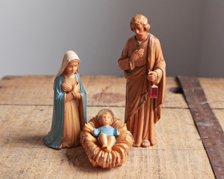 Plastic Nativity Figurines Holy Family by Art Plastics with
