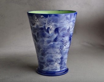 Vase Ready To Ship Blue and White Vase by Symmetrical Pottery
