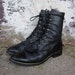 vintage black leather roper boots tall women's 8 1/2 made in the usa rodeo western fringe toe