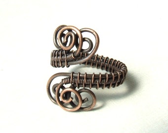 Copper rustic ring, natural copper jewelry, antique look boho women gift