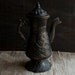 Black Victorian Pitcher Vase - Rustic Metal Kettle - Vintage