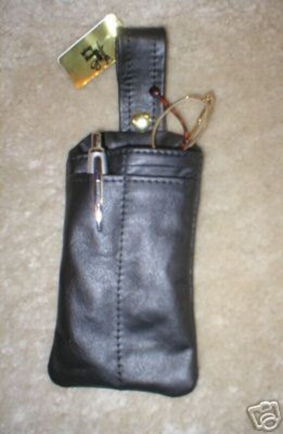Handmade USA Genuine LEATHER Eyeglass Glasses Pen Case Belt Loop Holder