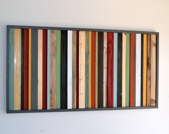 Wood Wall Art - Wood Art - Reclaimed Wood Wall Art - Stripes 24X48