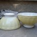 Vintage set of 2 french cafe au lait bowl embossed yellow ceramic