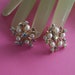 Vintage 1 " Light Goldtone Faux Pearl Multi Color Rhinestone Clip on Earrings