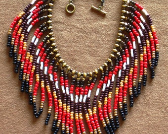 Native American necklace, Native American Jewelry, Beaded Necklace, Boho Necklace, Statement Necklace, Tribal Necklace