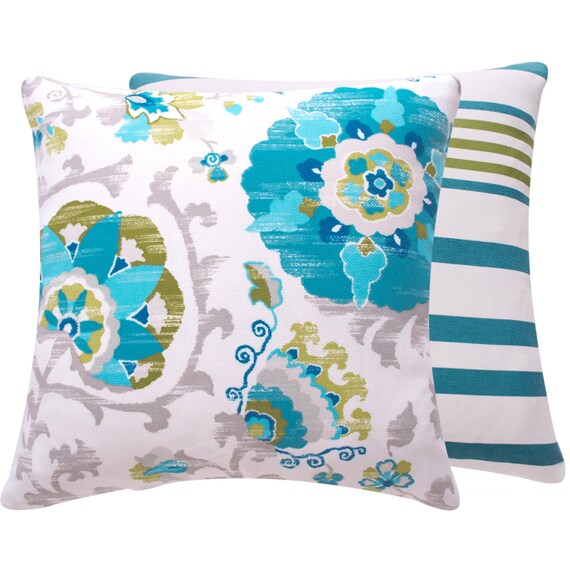 Aqua Blue Throw Decorative Pillow Cover 20x20 Double Sided in