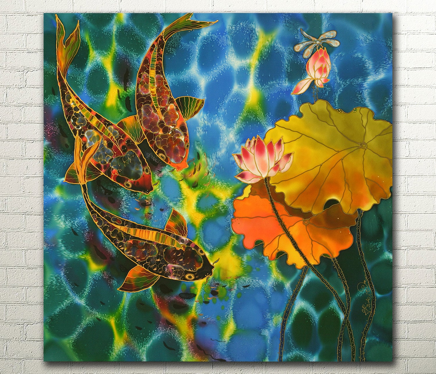 ORIGINAL Painting Silk Painting Acrylic by SilkByLena on Etsy