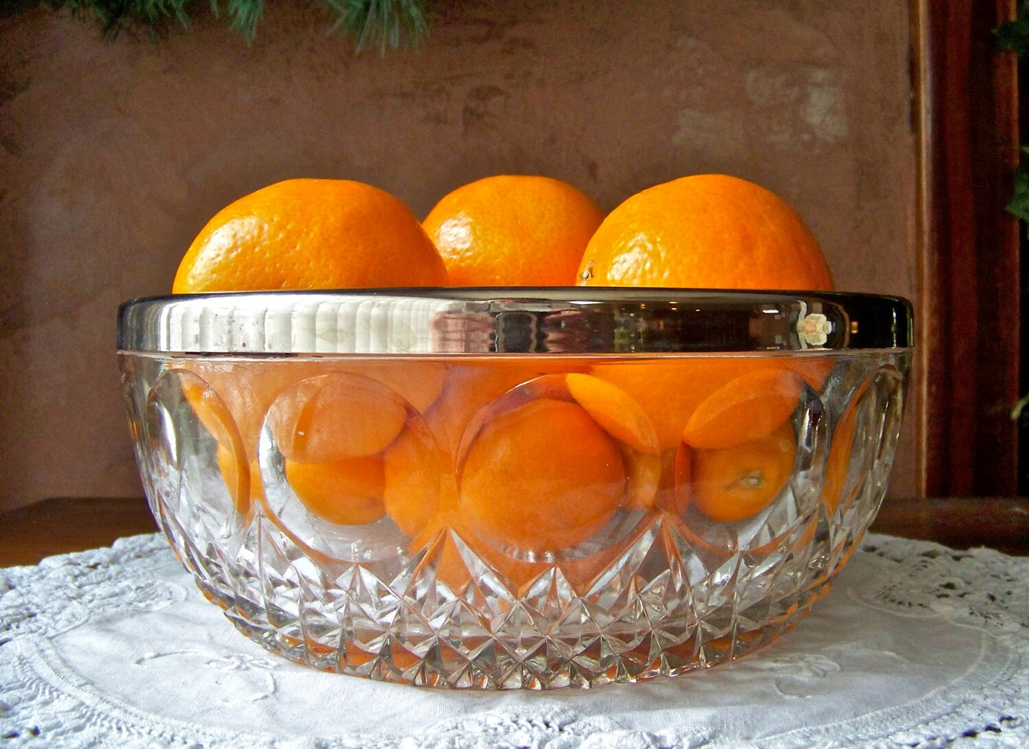 Vintage Leaded Crystal Cut Glass Fruit Bowl Salad Bowl Glass