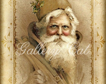 Old World Santa Digital Collage Sheet Instant Download for Gift Tags Scrapbooking Mini Album Cards Paper Crafts Altered Art GalleryCat CS166