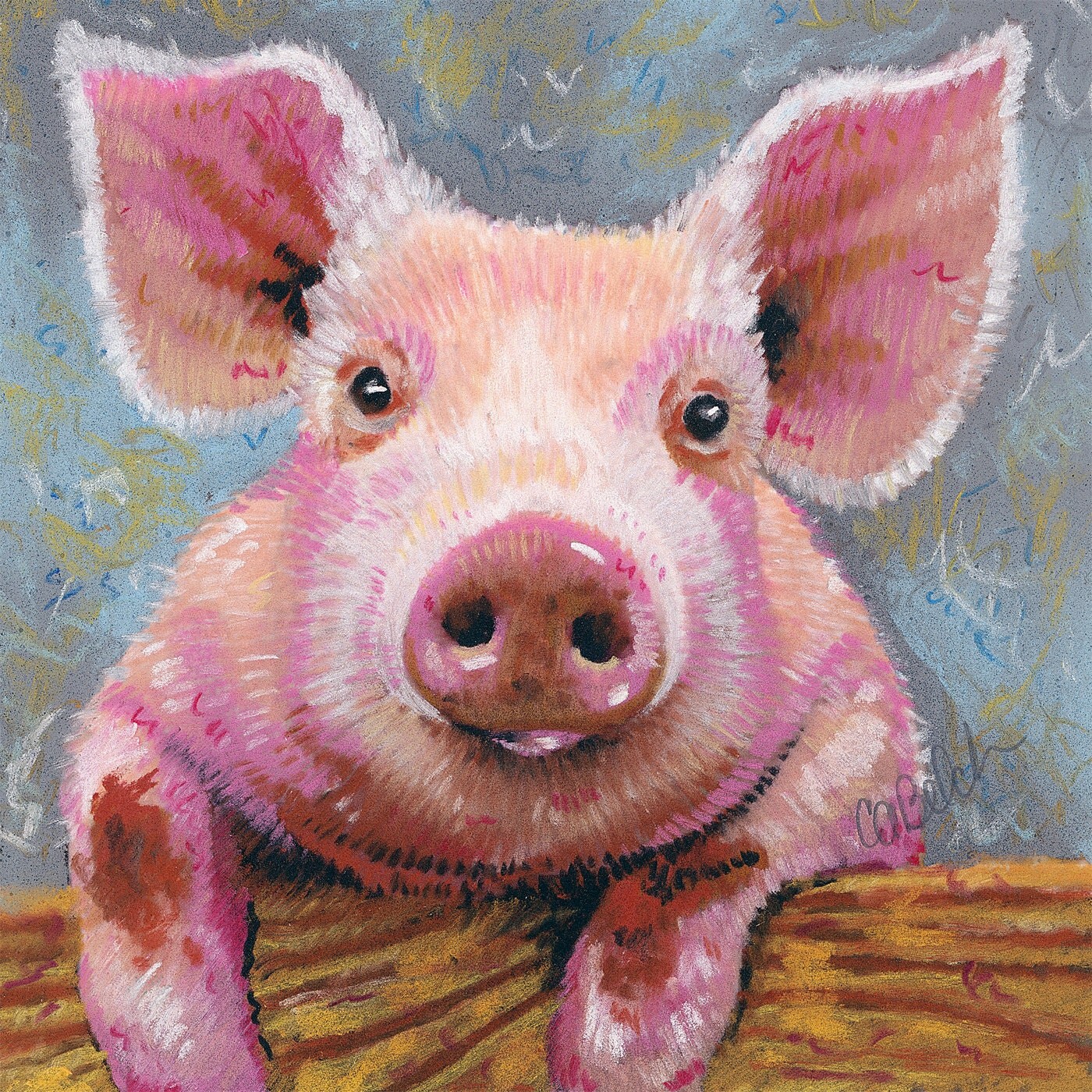 Pig Portrait - Framed Archival Print from an Original Pastel Drawing ...