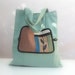 RESERVED for LIZA: Fold-up Leafy Eco Shopping Bag made from brown fabric ornamented with leather leafy motif on a wool felt base.