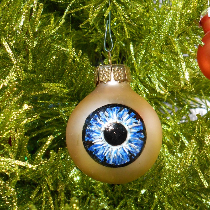 Blue Eye Ornament weird Christmas decoration ready to ship on