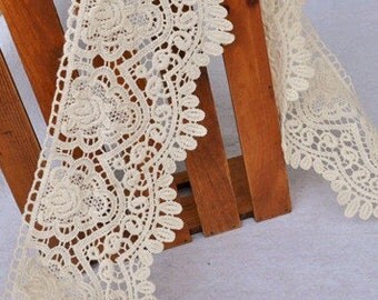Vintage Cotton Embroidery Lace Hollow out Lace Trims 4.33 Inches Wide 1 yard