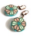 Turquoise dangle blue cream earrings for women, bright art jewelry, artisan jewelry, light blue earrings Millefiori polymer clay geometry