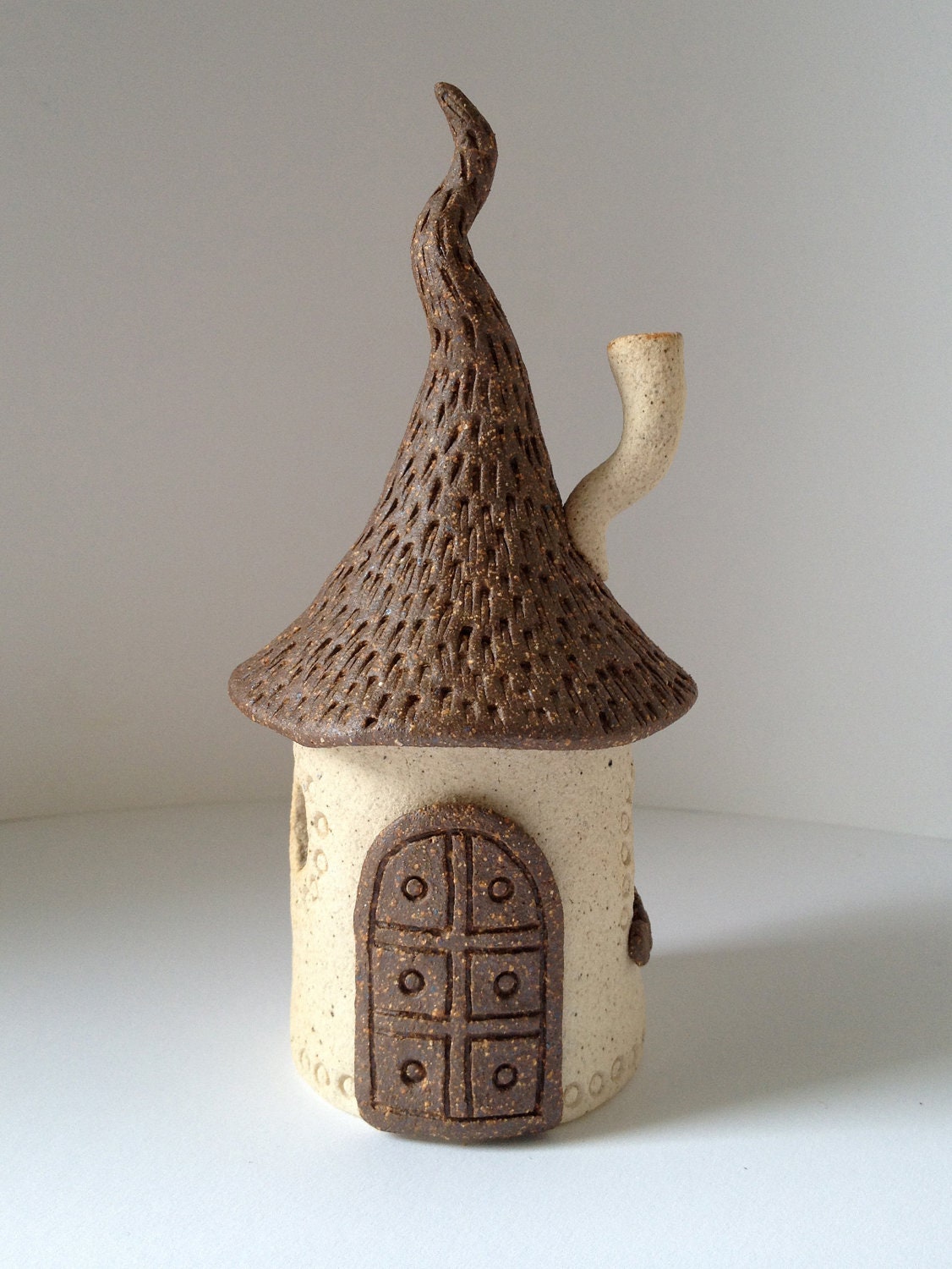 Ceramic Fairy House Warm White and Red