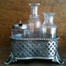 Antique English Cruet Holder with Crystal Bottles / English Shop