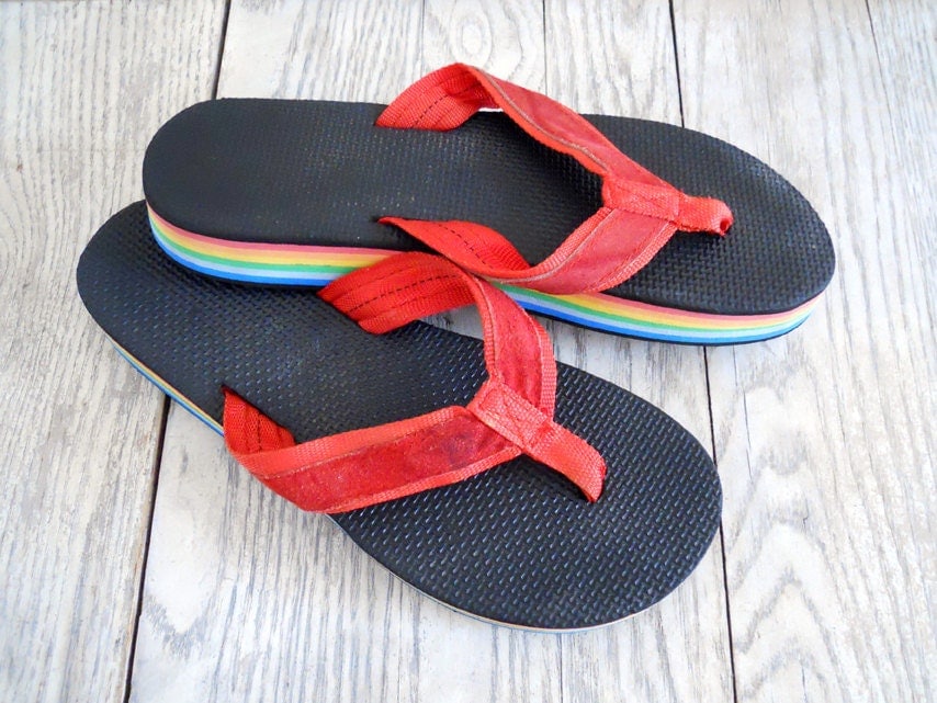 flip flops with rainbow straps