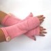Cashmere Fingerless Gloves - Pink Texting Gloves - Wrist Warmers : Upcycled Recycled Repurposed