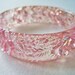 Vintage 60s Retro Art Nouveau RARE Carved Style Plastic Transparent Peachy Pink Aurora Borealis Flower Leaf Bangle Bracelet