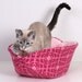 Cat Canoe Modern Hand Made Kitty Bed in Rose Pink Geometric Flowers