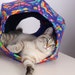 Cat Ball Modern Kitty Cave Bed in Blue Butterfly