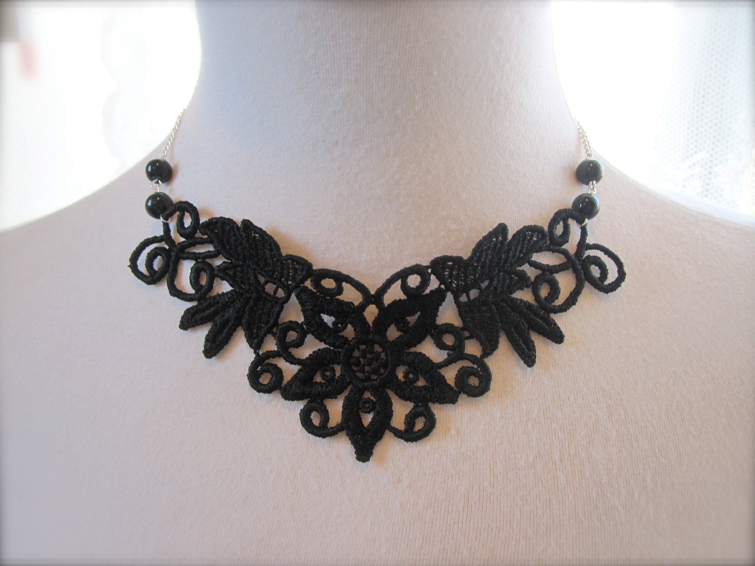 Black lace choker necklace