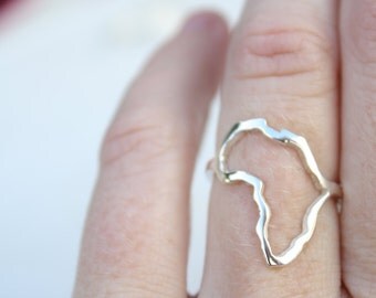 Africa ring outline of Africa delicate ring African continent ring sterling silver African jewelry