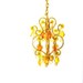 Vintage chandelier gold glass crystals Hanging swag lamp Plug in