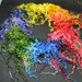Handspun art yarn: Teeswater rainbow locks tailspun, 14 yards, 100 % wool