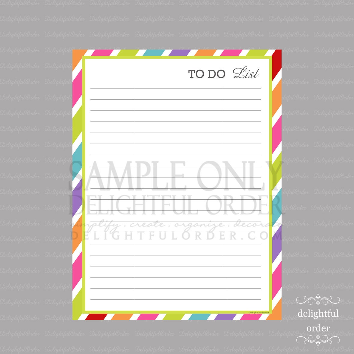 Colorful To Do List PDF Printable File Instant Digital