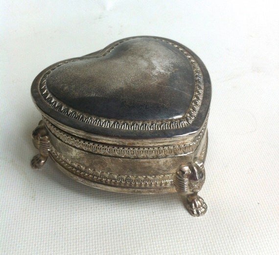 Silver Heart Shaped Jewelry Box
