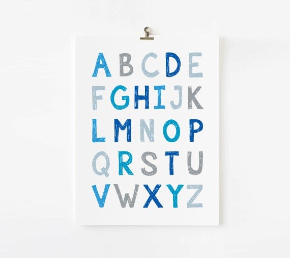 Items similar to Alphabet Poster, Wall art for boys, Baby Room Wall Art