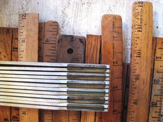 10 Vintage Wooden Rulers and Yardsticks Assorted sizes