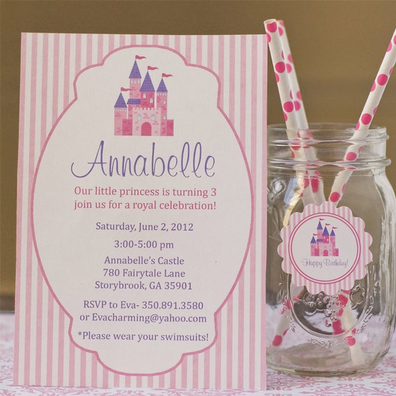 Printable Pink Princess Birthday Invite Il_570xn