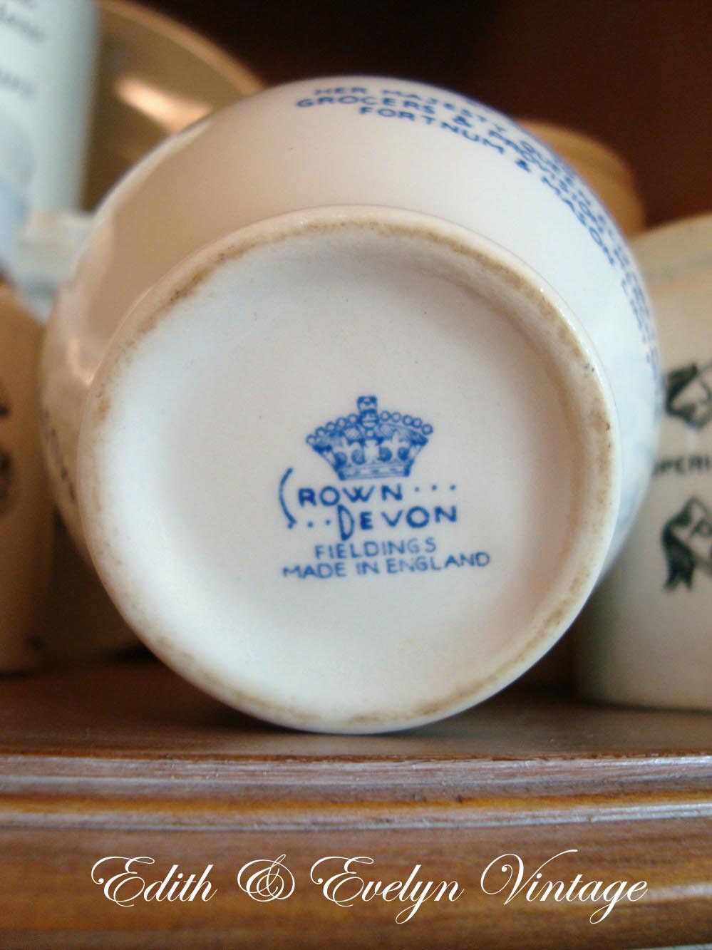 Vintage English Mustard Pot England Blue and White