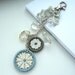 bag purse charm -- Dorset button charm for handbag, purse or key in grey, white and silver