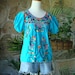 EMBROIDERED PEASANT TOP vintage 1970s Mexican S