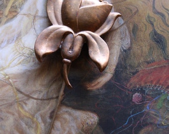 Vintage Brass Floral Stick Pin