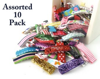 10 PACK - Baby Hair Clips - baby hair barrettes - newborn hair bows - newborn hair clips - small hair clips - infant bows - mini snap lc