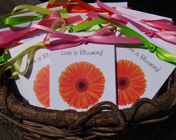 Orange Gerber Daisy Design with Wildflower Seeds Inside for Bridal Shower or Wedding SALE CIJ Christmas in July