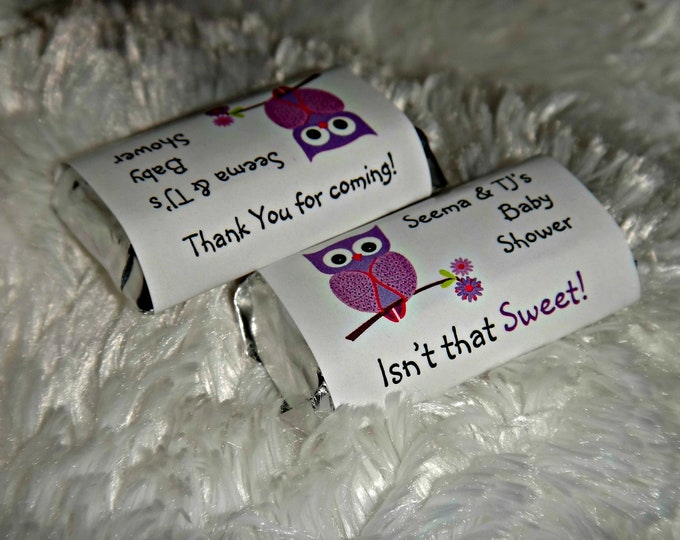 Owl Look Who's Having a Baby Shower Candy Wrappers for Baby Shower or Baby Sprinkle Candy Bar Wrappers