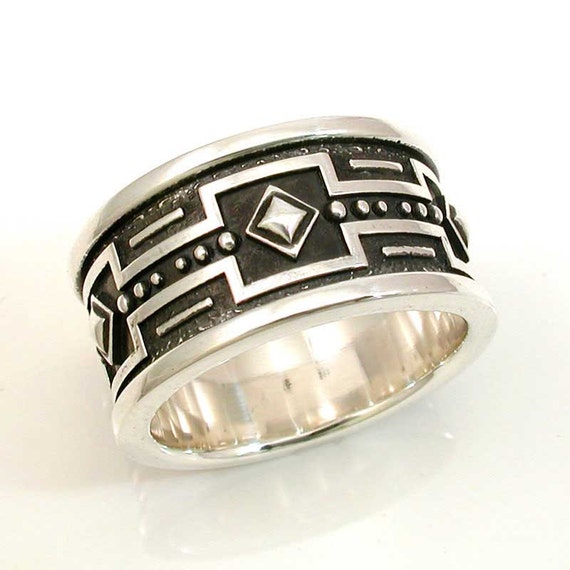 Mens Circuit Board Ring Sterling Silver by SwankMetalsmithing