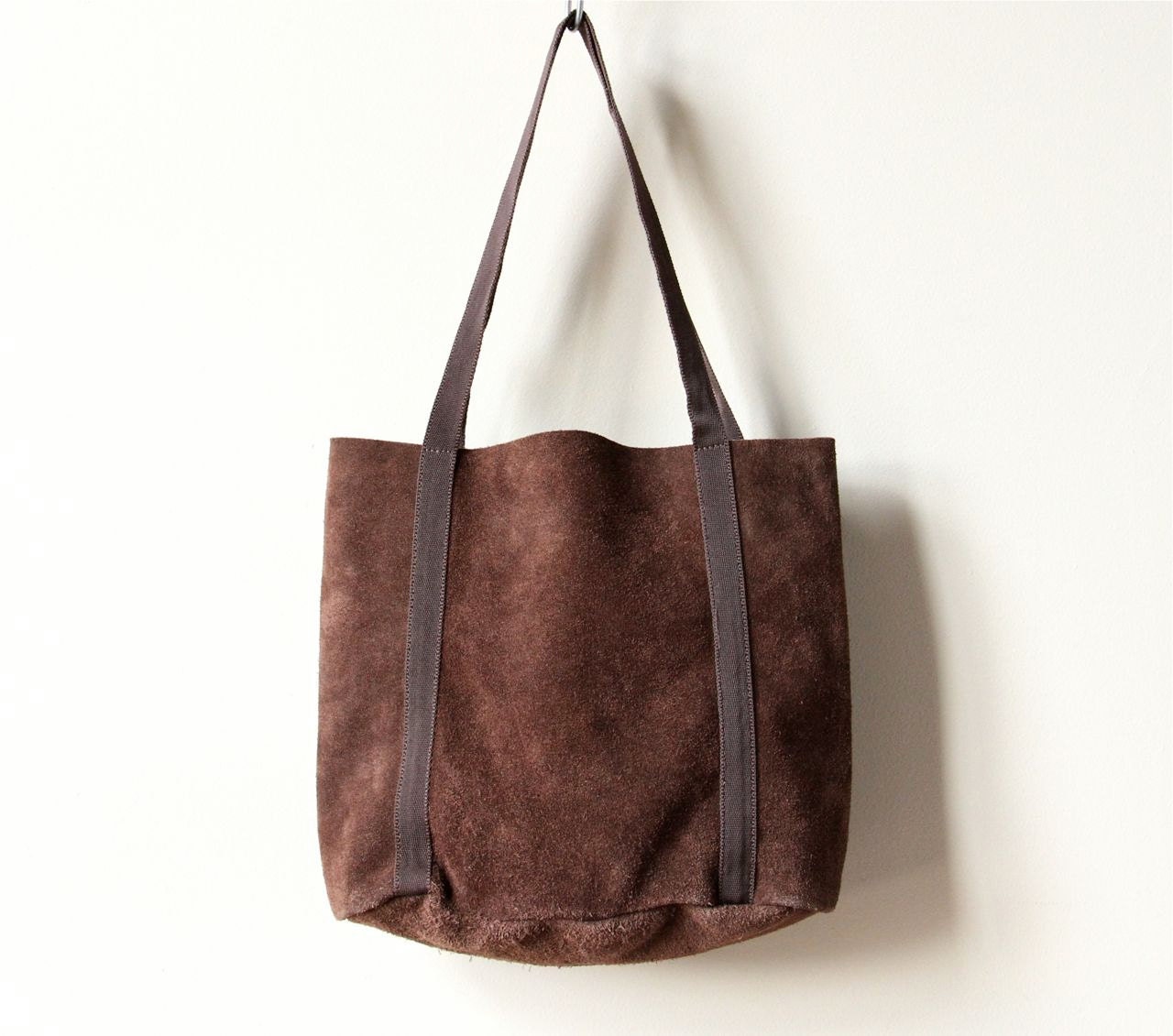 Rustic Leather Tote Bag minimalist 80s 90s chocolate chestnut