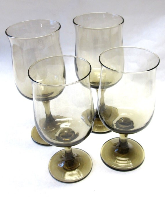 Brown Drinking Glasses Set Of Four Stemmed by sweetie2sweetie