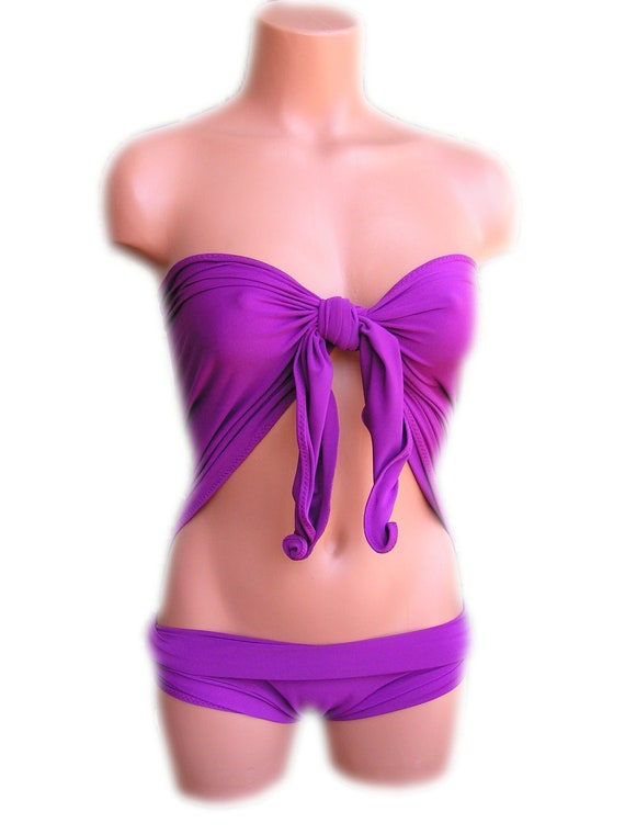 Sizeless Small Bathing Suit Wraparound Swimsuit Solid Light