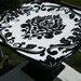 RESERVED for Nikki - Cake Stand - Black and Creamy Off White Damask Print -Square Dessert Platter - Pedestal Cake Plate- Classic