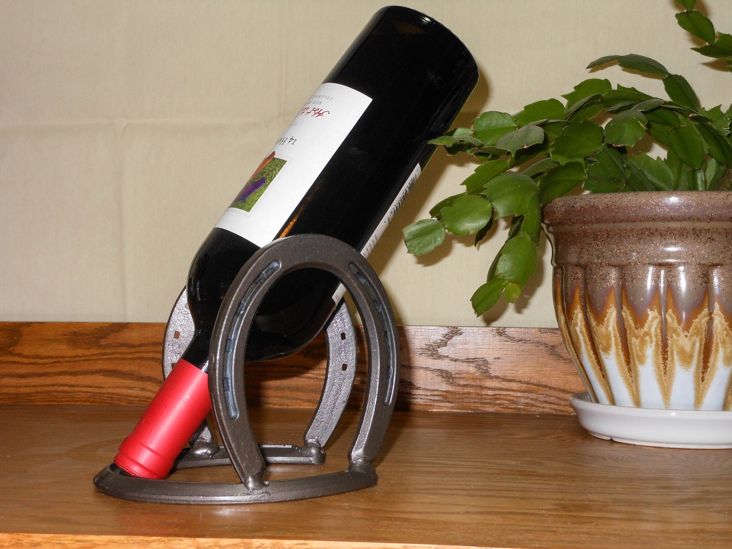 3 Horseshoe Single Wine Bottle Holder Western Kitchen Decor